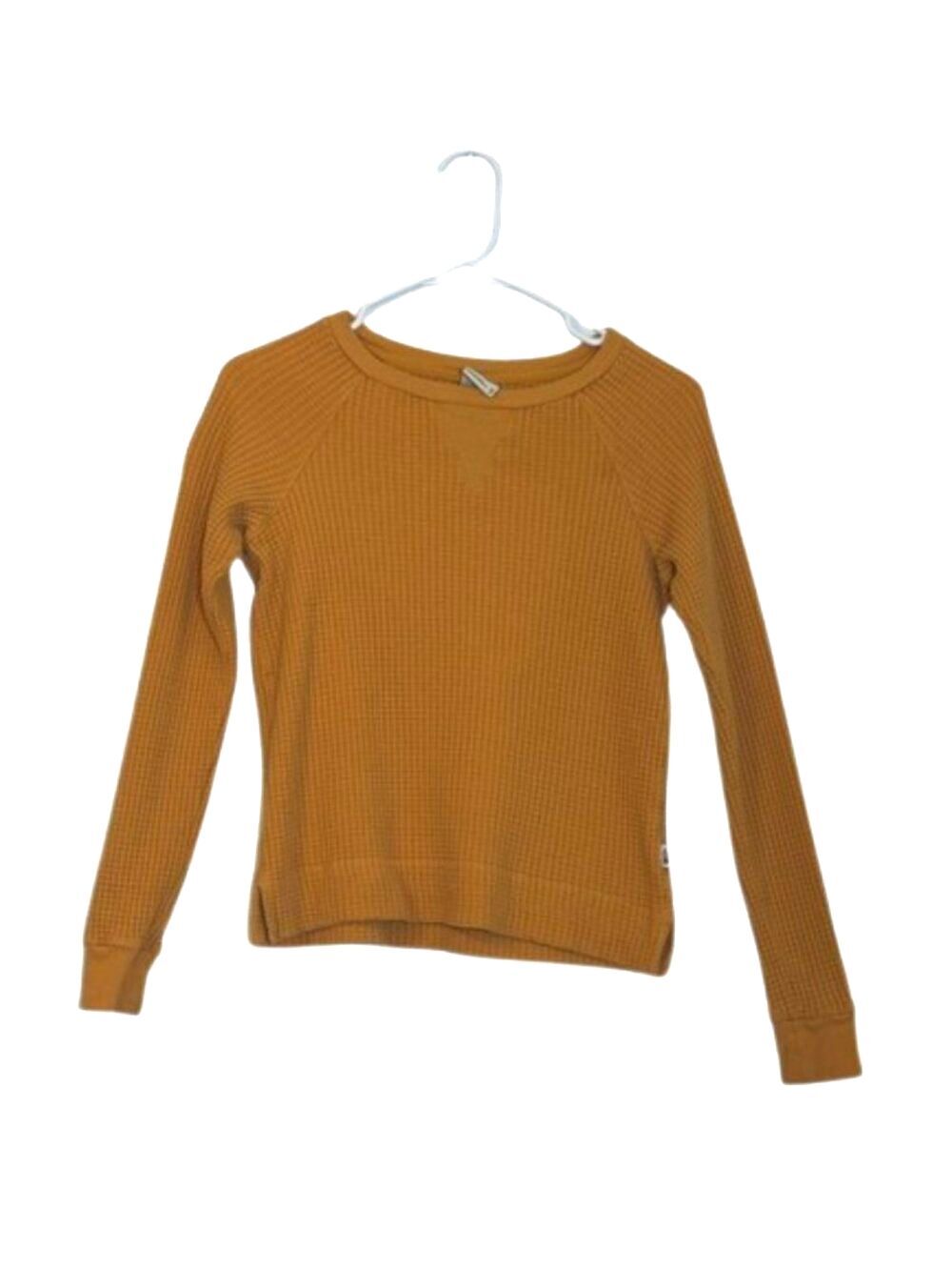 The North Face Crew Waffle Sweater Women XS Hiking Outdoor Cotton Mustard Yellow